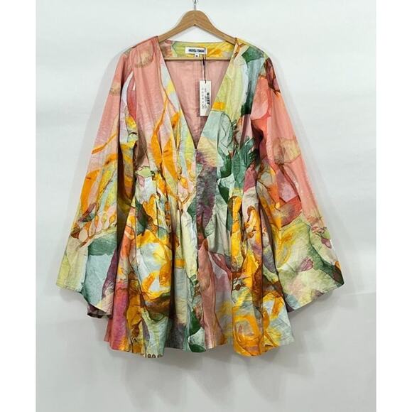 ANDREA IYAMAH Sz XXL 2x Zuli Print Pana Romper NWT Watercolor Cotton - Picture 2 of 11